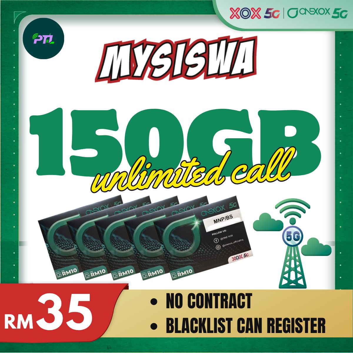 150GB Super High-Speed Internet + Unlimited Calls | MySiswa 35 P